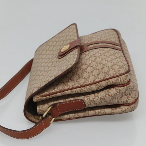 CELINE Macadam Canvas Shoulder Bag PVC Beige Gold Auth bs24047 - Picture 4 of 16